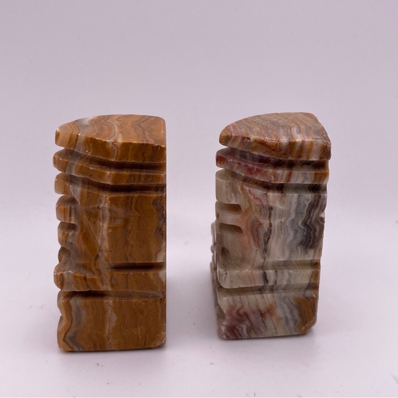 Set of 2 Marble Quartz Stone Aztec Dark Bishops Chess Replacement Pieces 3” - Picture 2 of 5